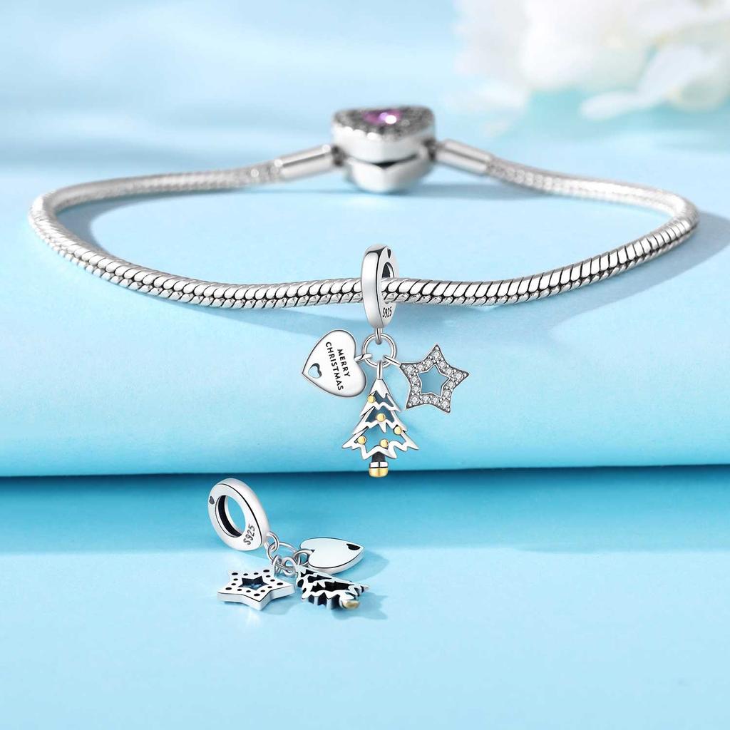 Měděný Vánoční Strom Festival Přívěsky Náramek Charms Vhodné pro Dámské Šperky Party Dekorace Korálky Diy Dárky Příslušenství