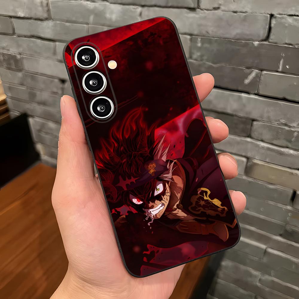 

B-Black C-Clover Anime Phone Case For Samsung S26 S25 Plus S20 S20 Plus S22 Ultra S23 FE S21 Plus S21 Ultra Soft Cover Samsung S24 Plus