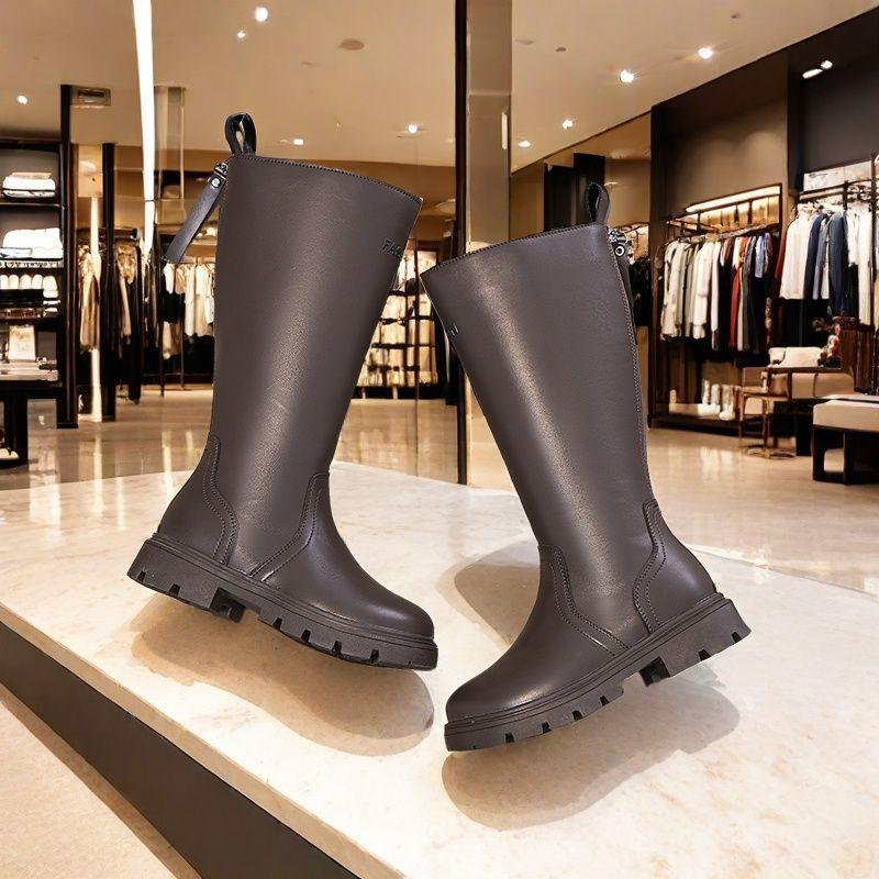 

Children Knee Length Boots Autumn British Girls Princess Boot Kids Zipper Comfortable Non Slip Outdoor Long Boots Botas 27 коричневий