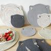 30cm simple solid color cat ear cotton rope placemat kitchen insulation and heat-resistant pad cotton thread pot mat cup mat