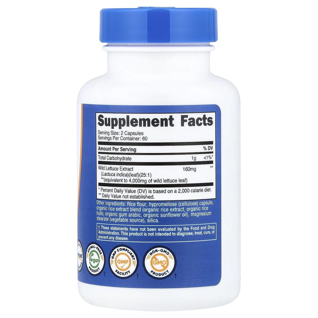 Nutricost, Wild Lettuce, 120 Capsules (80mg per capsule)