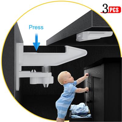 3Pcs Adhesive Safety Lock for Drawer Cabinet Door Invisible Buckle Closet Locks Security Lock
