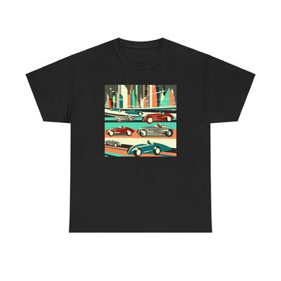 Unisex Adult T Shirt Vintage Style Abstract Cars Mid Century Modern Art Racing