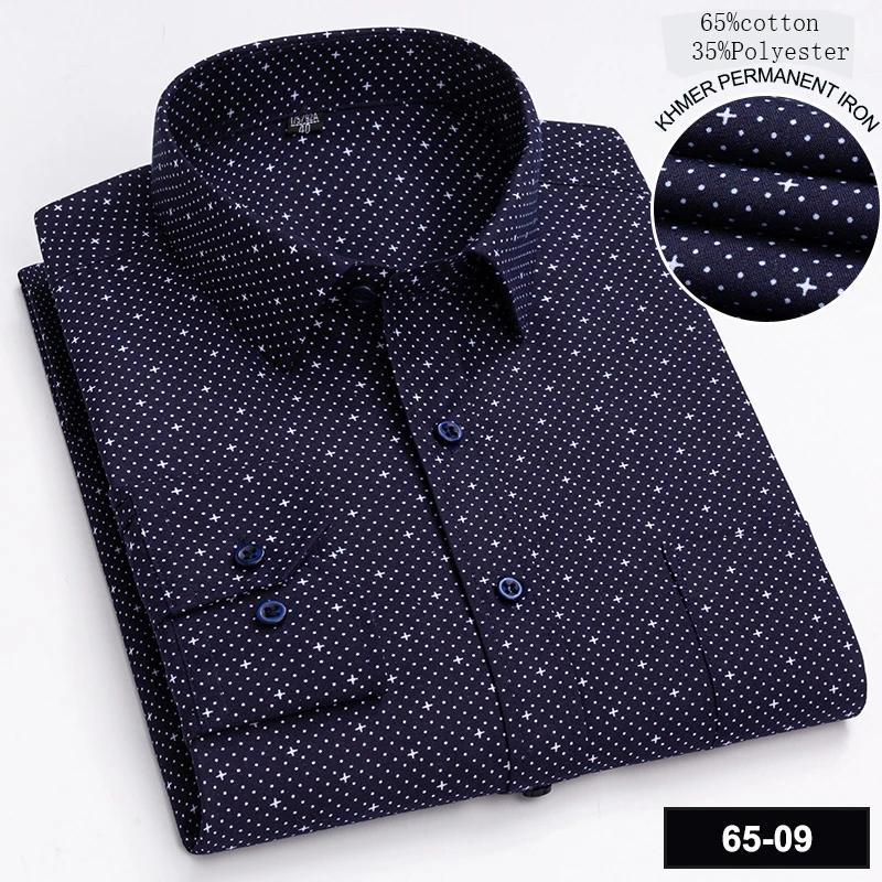 New In Shirt Long-sleeve Shirts for Men Slim Fit Formal Plian Shirt Single Pocket Office Clothes Soft Plaid Cotton Designer Tops