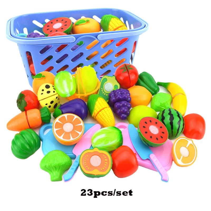 Colorful Kitchen Play Toy Set With Premium Quality Fruit And Vegetable Cutting Pieces