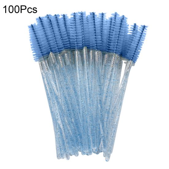 100Pcs/Bottle Disposable Mascara Wand Eyelash Brush Faux Crystal Eyebrow Spoolies Brush Portable Lash Makeup Applicator Brush Tools