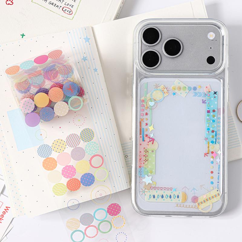 Journal GO 5x200cm Colorful Sugar Dot PET Tape Stickers Scrapbooking DIY Journal Diary Planner Card Craft Masking Tape