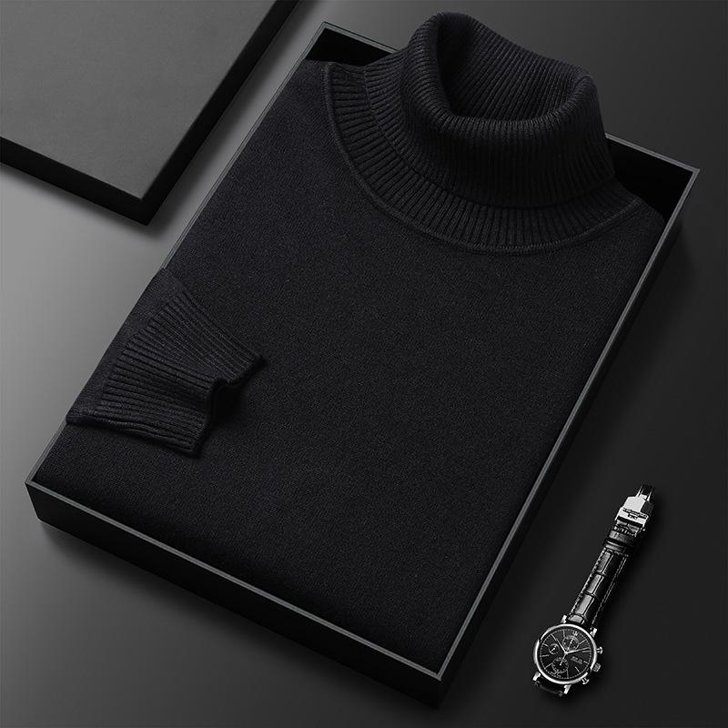 Men's Slim Fit Wool High Neck Sweater - Autumn/Winter Warm Knitwear in Solid Colors