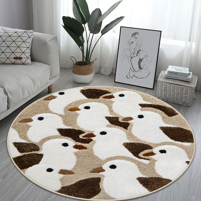 Cute Animal Pattern Rotundity Carpet Living Room Tea Table Foldable Rug Bed End Anti-slip Large Area Easy Cleaning Mat Office