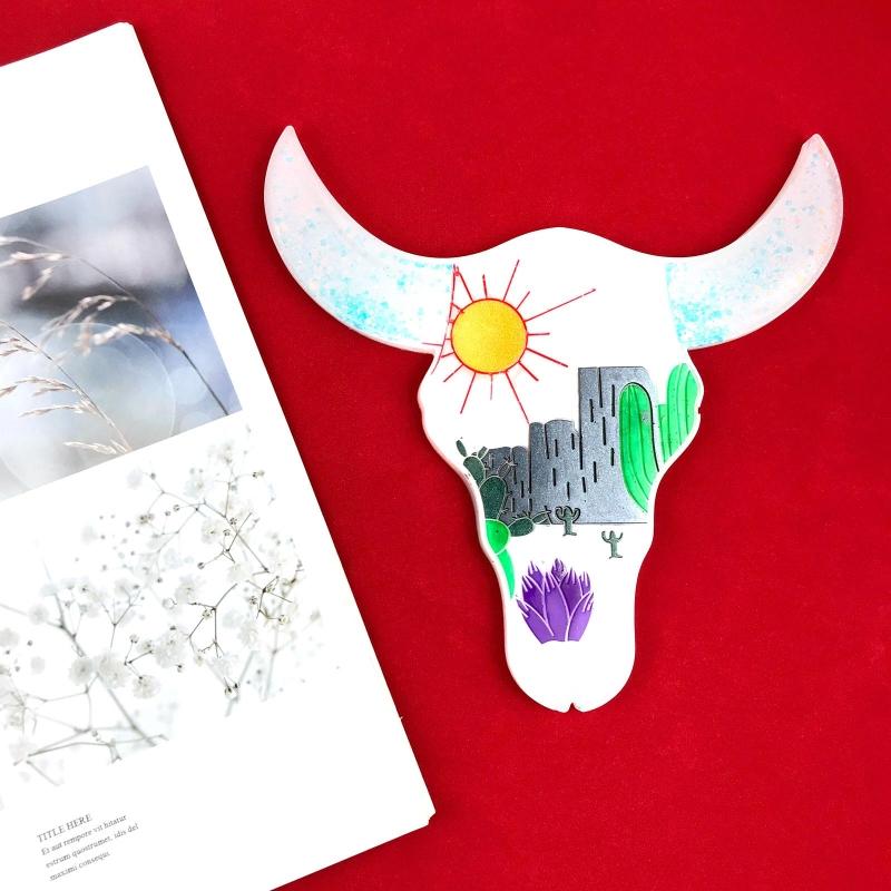 Animal for Head Silicone Mold Wall Pendant Decor Resin Casting Mold Bull for Head Coaster Epoxy Casting Mold Home Decor