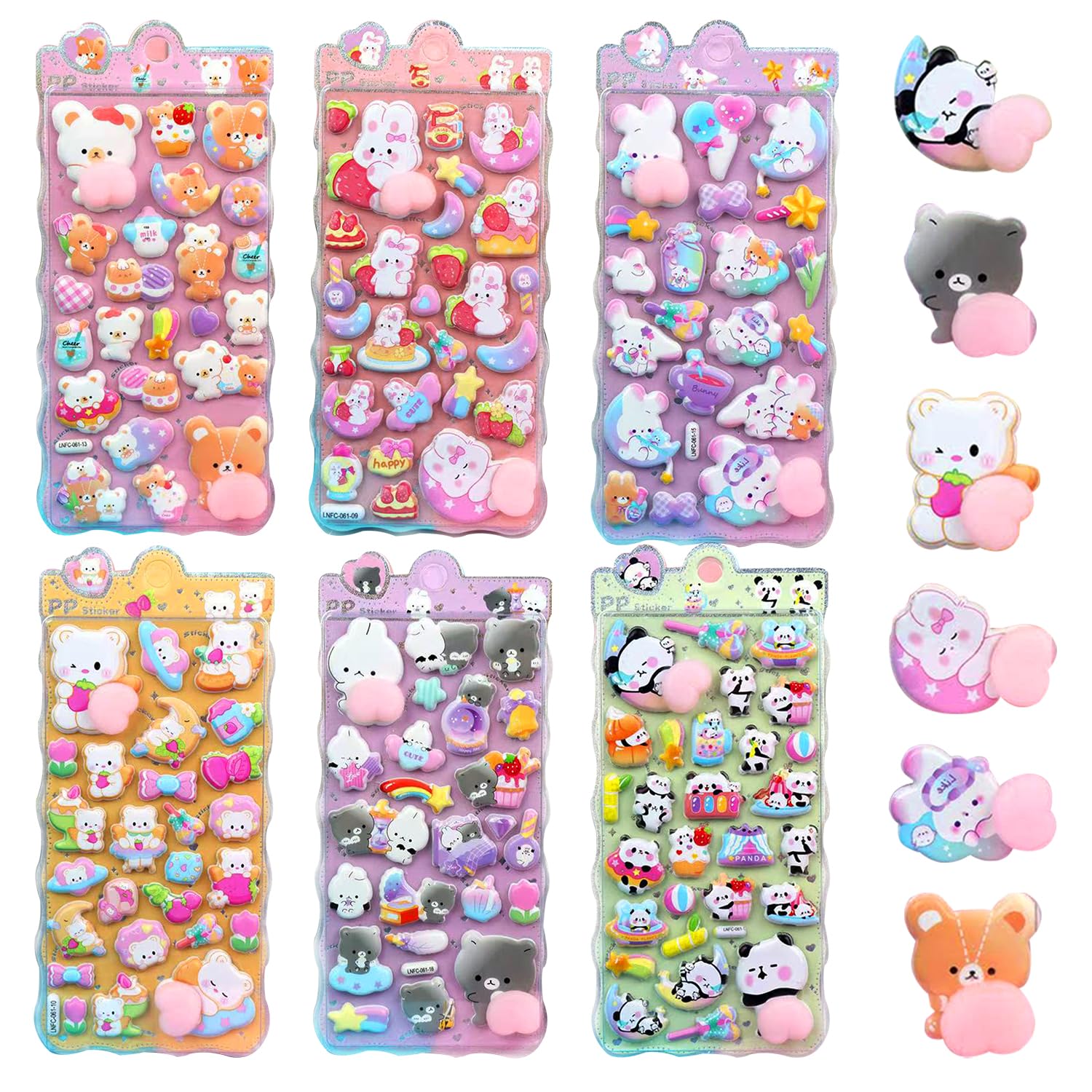 

Agture Puni Puni Seal 3D Embossed Cute Butt Stickers 6 Sheets Water Rice Plant Smartphone Case Notebook Album