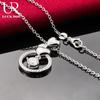 925 Sterling Silver Round Zircon Heart-shaped Pendant Necklace Fashionable Wedding Jewelry