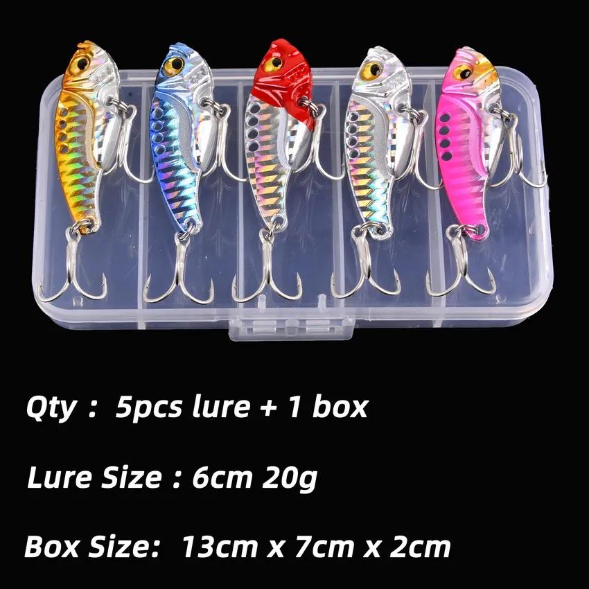 5pcs/box Metal VIB 3/7/10/15/20g Fishing Lure Vibration Spoon Hard Baits Crankbait Wobbler Swimbait Cicada VIB Tackle