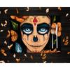 4/6/8Pcs Mexican Day of TheDead Colorful Style Linen Placemat Santa Muerte Portrait Printed Placemat for Restaurant Dining Decor