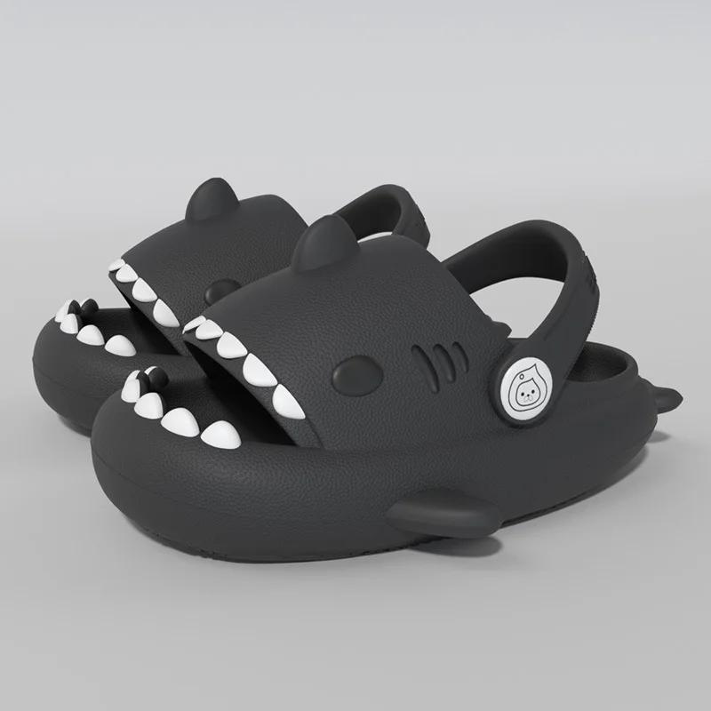 Three-dimensional Children's Shark Hole Shoes Summer Home Baby Non Slip Platform Sandals Cute Cartoon Soft Sole Kids Slippe