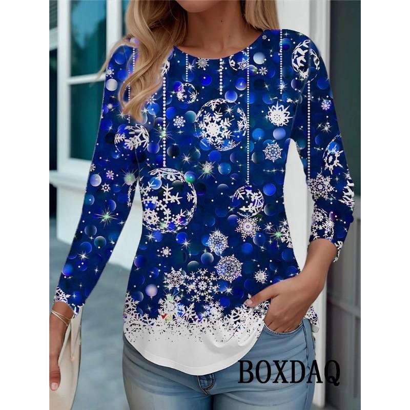 Mode Festival Kleidung Damen T-Shirts Herbst Winter Langarm Weihnachts-Stil 3D Druck Street Hip Hop Damen Top
