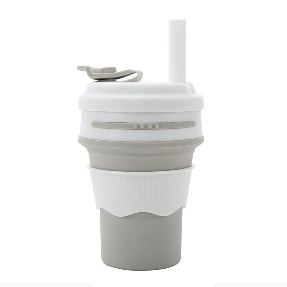 

with Straw Silicone Folding Water Cup 350ml Collapsible Cup Telescopic Coffee Cup Travel Hiking серый