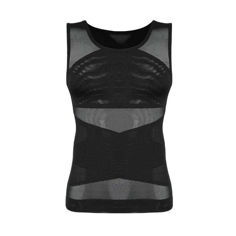 

Компрессионная рубашка для мужчин, утягивающая майка для похудения, формирователь живота, майка для коррекции фигуры, корректирующее белье без рукавов, жилет для мужчин L чёрный