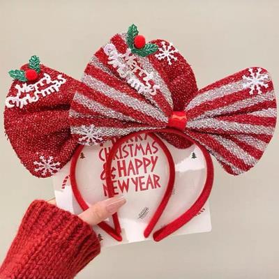 Christmas Hairband for Women Christmas Antler Hairpin Headwear Holiday Decoration Gift Large Bow Headband Headwear Headwear