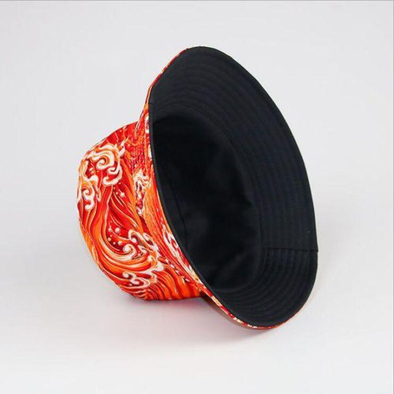 New Fisherman Hat Adult Beach Hat Wave Print Flat Top Basin Hat Ladies Leisure Sunshade Hat