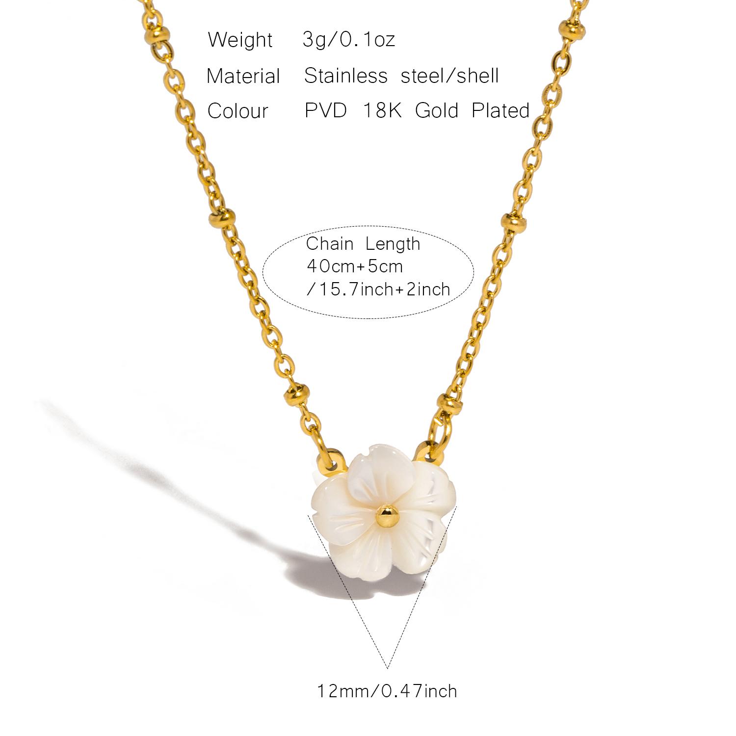 Elegant Flower Shell Necklace for Women, Stainless Steel Chain Colorfast Jewelry