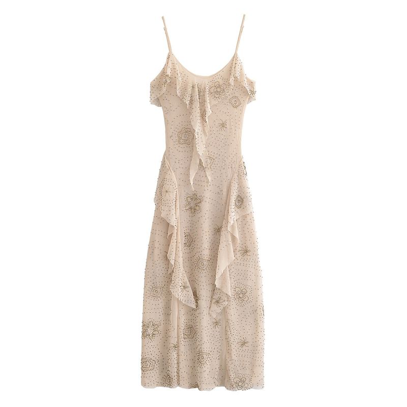 Za Spring and Autumn New Arrivals Women's Clothing Zr European and American Style Foreign Trade Fashionable Simple Beaded Layered Dress 4813334