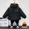 Boys Thick Cotton Padded Coat Winter Warm Hooded Jacket Kids Casual Outerwear