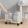 Carrello portaoggetti in filo metallico rettangolare, resistente, con ruote, griglia aperta per aula, scrivania, bianco, L