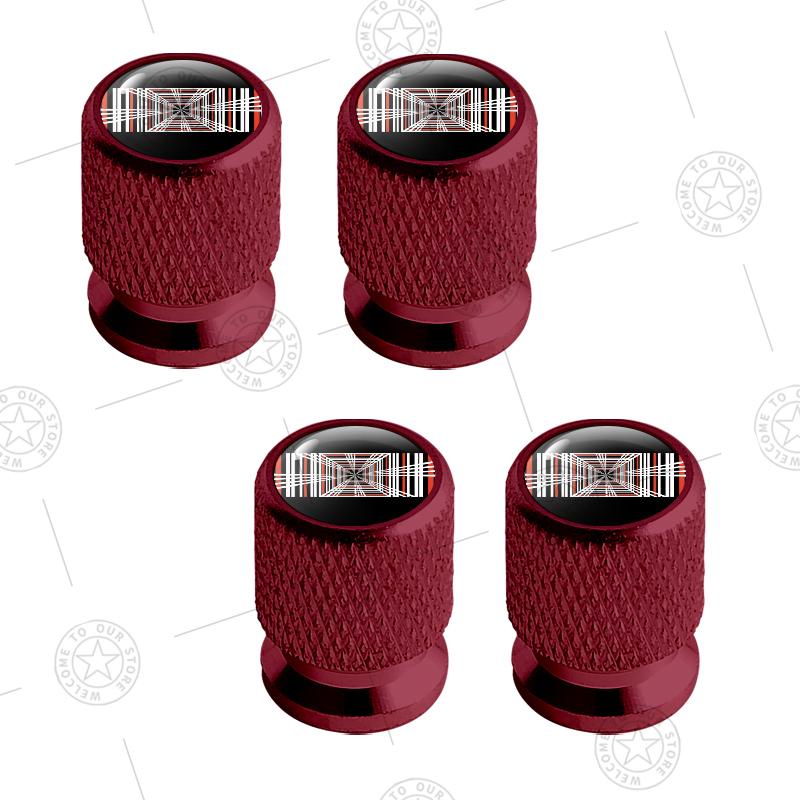 FPVXC1 4pcs Plaid Logo Car Wheel Tire Valve Caps Air Stem Aluminum Accessories For Tesla Model S X 3 Y Cybertruck Roadster