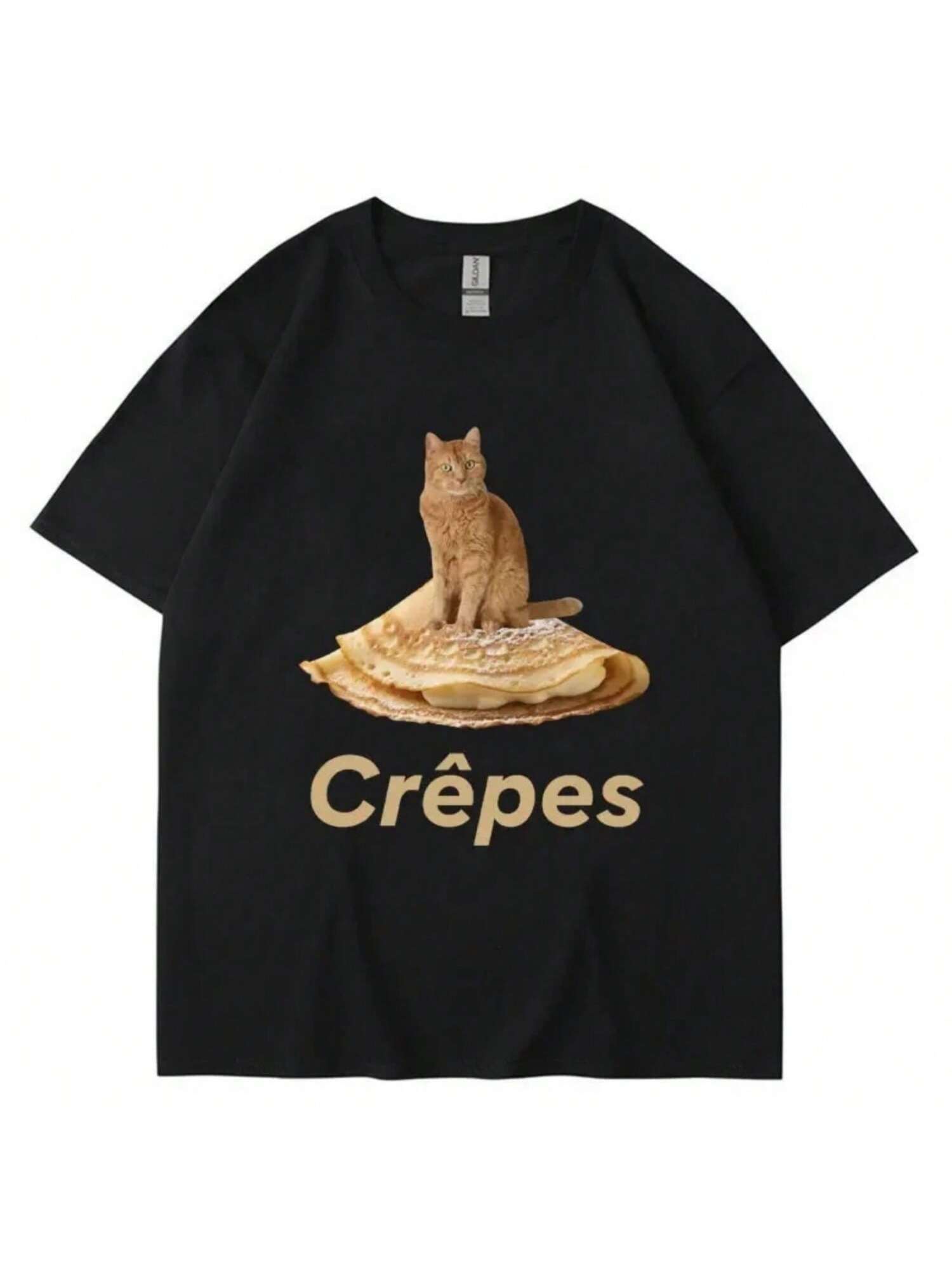 Crepes Cat Funny Meme Graphic T Shirt Men Women Fashion Clothes Hip Hop Oversized Pure Cotton Casual Soft T Shirts Streetwear S разноцветный
