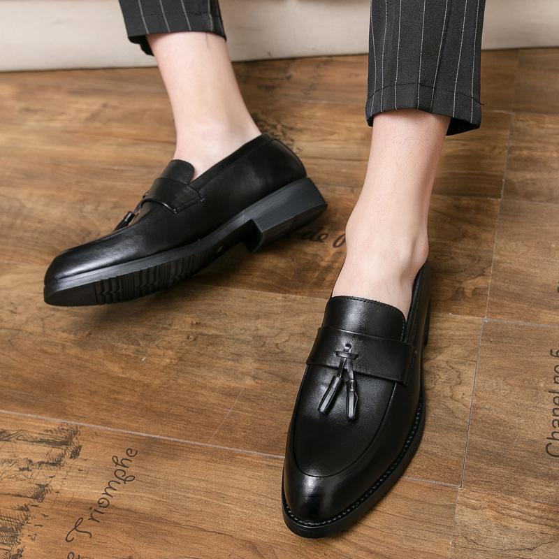 New Men's Shoes Fashion Trend Solid Color PU Slip-on Tassel Decoration Low-heel Comfortable Casual Business Loaferssty76