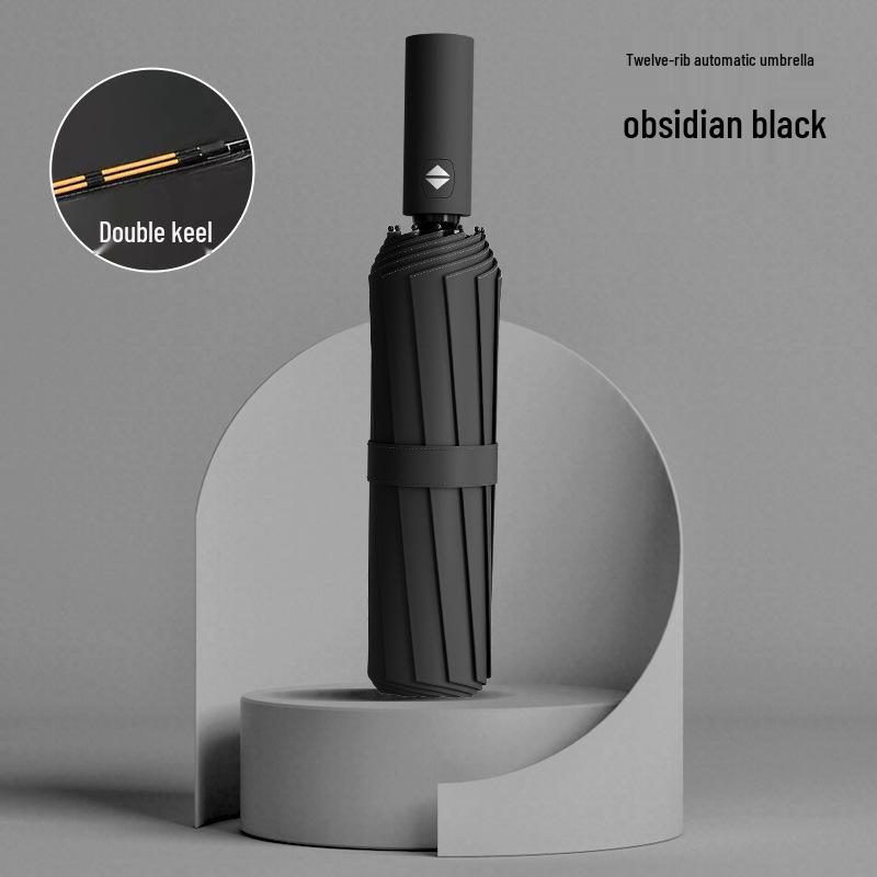 Customized Men's 10-Rib Automatic Sun & Rain Triple Folding Umbrella