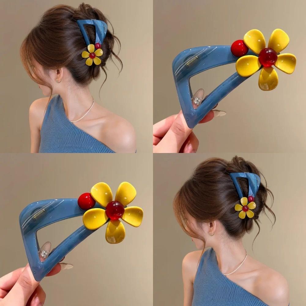 Contrast Tone Triangle Hair Clip Versatile Style Updo Hair Accessories Hollow Hair Clip  For Women