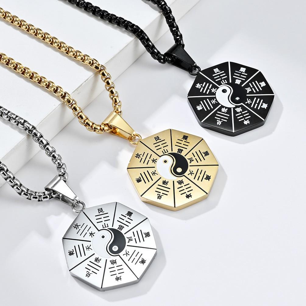 Necklace Tai Chi Yin Yang Bagua Round Pendant National Fashion Retro Jewelry Accessories