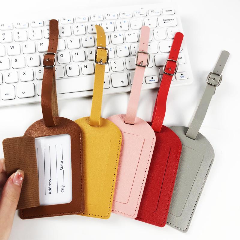 Cross-Border Spot Thickened PU Leather Boarding Pass with Pocket, Hardware Buckle-Free Interior, and Signature Paper Luggage Tag