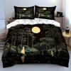 "Moonlit Forest Night Decor" Bedding Set with 1 Duvet Cover 2 Pillowcases Single Double King Queen, Gift