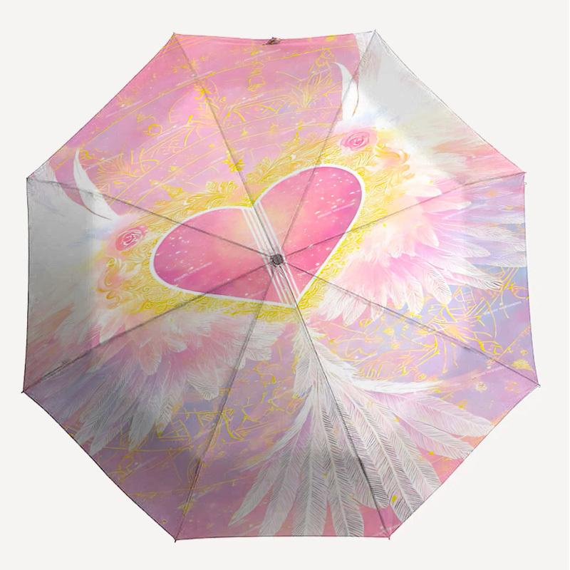 1pc Heart Wings Automatic Open/Close Umbrella Compact Folding Umbrella with 8-Rib Shaft for Women/Men, Elegant Birthday1146S