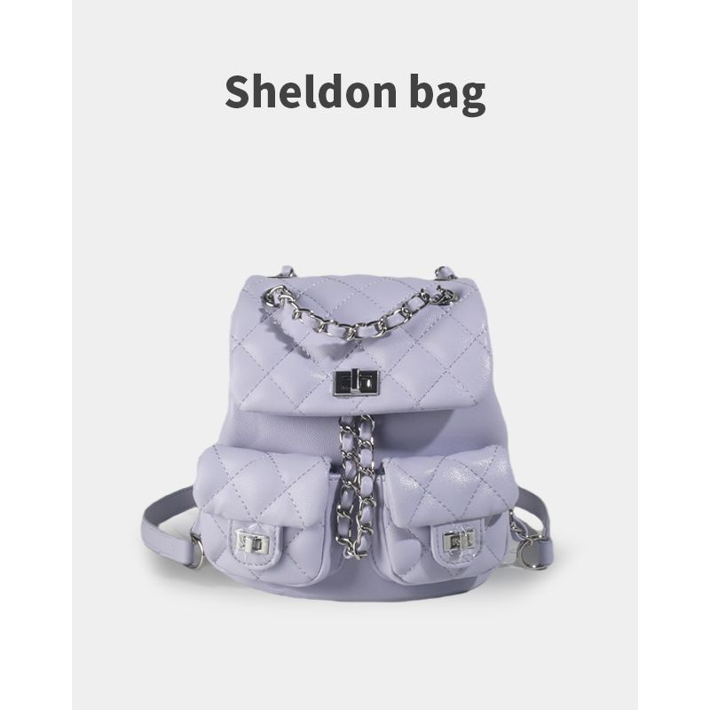 

Niche Style Spring and Summer Backpack Student Work Clothing Satchel Chain Lavender purple