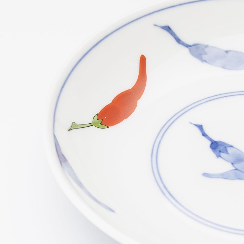 Mino Ware Dinnerware Set of Microwave and Dishwasher Made in Product Number 564627 "Nishiki Togarashi" 5, 16.5cm Diameter, Safe, Japan,