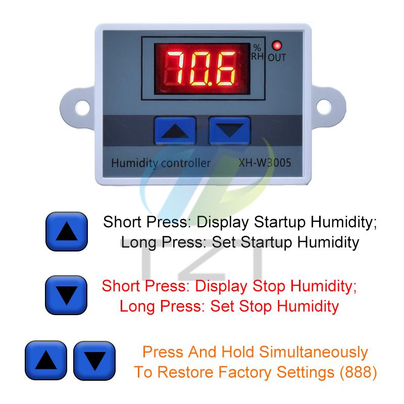 XH-W3005 W3005 TZT DC 12V 24V 220V 10A Controler Digital de Umiditate Higrometru Comutator de Control 0~99%RH Higrostat Senzor de Umiditate