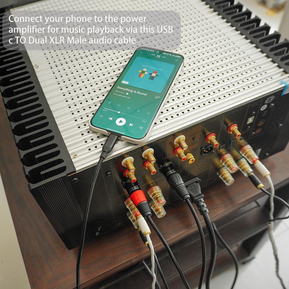 Type C To Dual XLR Male Aux Audio Cable Built in DAC Chipset USB C To Dual XLR Audio Cable Type C To XLR Male Output Stereo CordGood product