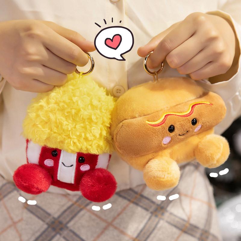 Kids Orange Bread Carrot Fruit Plush Keychain With Portable Decoration Size