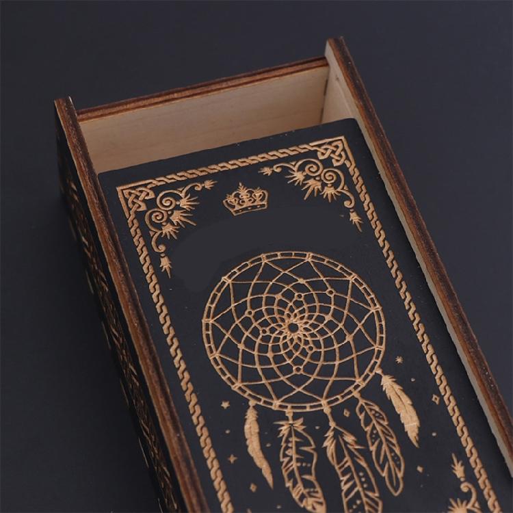 Wood Push Pull Tarots Card Storage Box Portable Card Container Astrology Trinkets Box Divination Card Storage Case