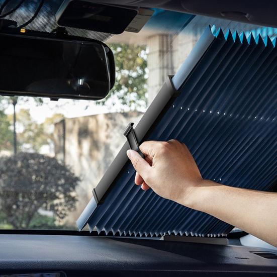 Retractable Car Sun Shade with Suction Cups Auto Window Cover for Summer Blocks UV & Heat Foldable Car Interior Heat Shield for Cars SUVs