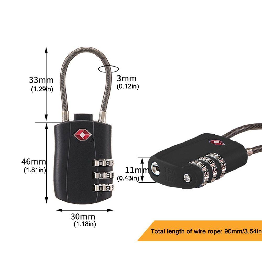 TSA Customs Password Lock Anti-theft Wire Rope Padlock Durable 3 Digit Combination Lock  Travel