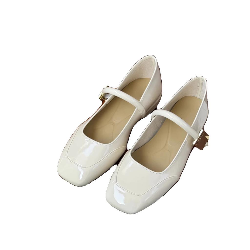 Women's Flat Shoes 2024 Autumn New Mary Jane Shoes Round Toe Straight Strap French Single Shoes Elegant Soft Soled Ballet Shoes