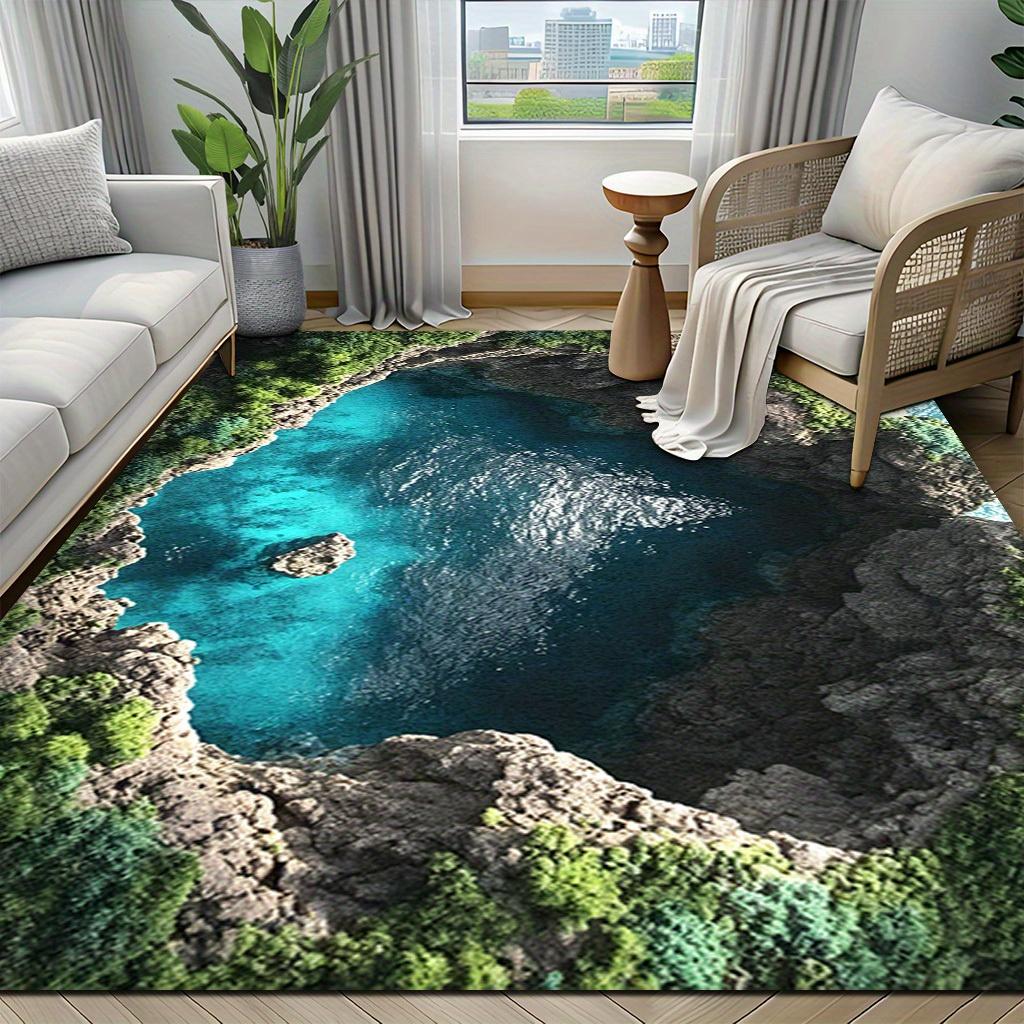 Scenic Waterfall Rug for Nature Lovers Relaxing Landscape Decor Indoor Outdoor Area Rugs Anti slip carpet can be machine washed