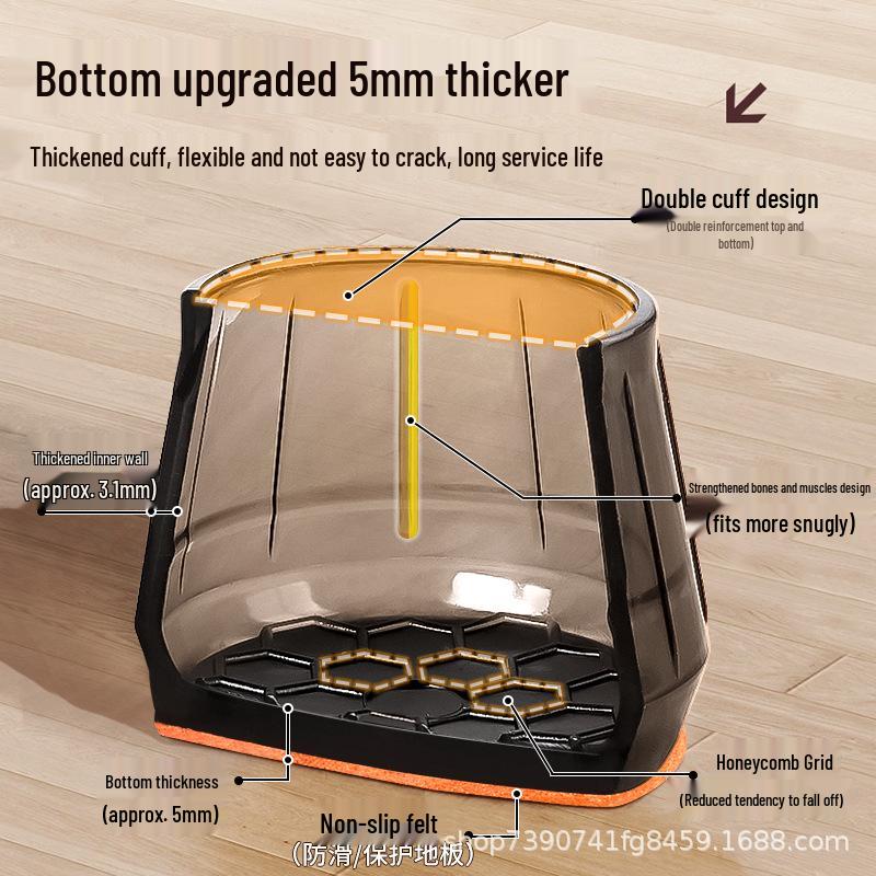 Silicone Chair Leg Covers with Felt Pads - Furniture Protection and Noise Reduction