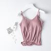 Women's Modal Camisole Tank Top with Built-in Padded Bra,Wireless Seamless Bra-T,Backless Slim Basic Undergarment Sleeveless Layering Vest