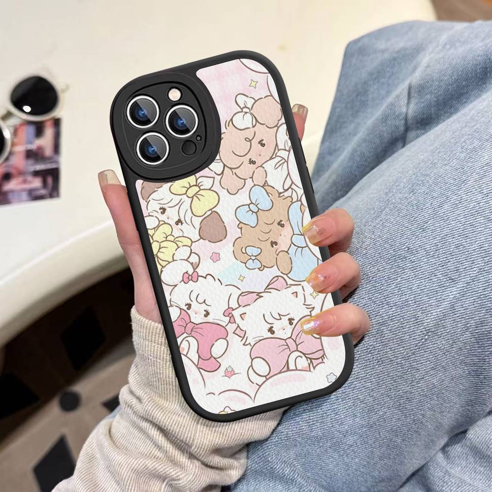 

Kawaii M-mikko Cat Cute C-Characters Phone Case For IPhone 16 15 14 13 12 11 Pro Max Plus Leather Shockproof Cover iphone 12
